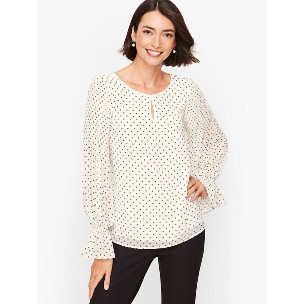 NWT Polka Dot Blouse Plus Size 1XP Sheer Pleated Slv Fairy Twee Soft Girl Talbot